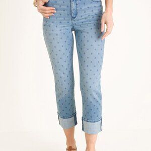 CHICOS SO SLIMMING DOT CROP  WOMEN'S  JEAN 0.5  (6) PETITE